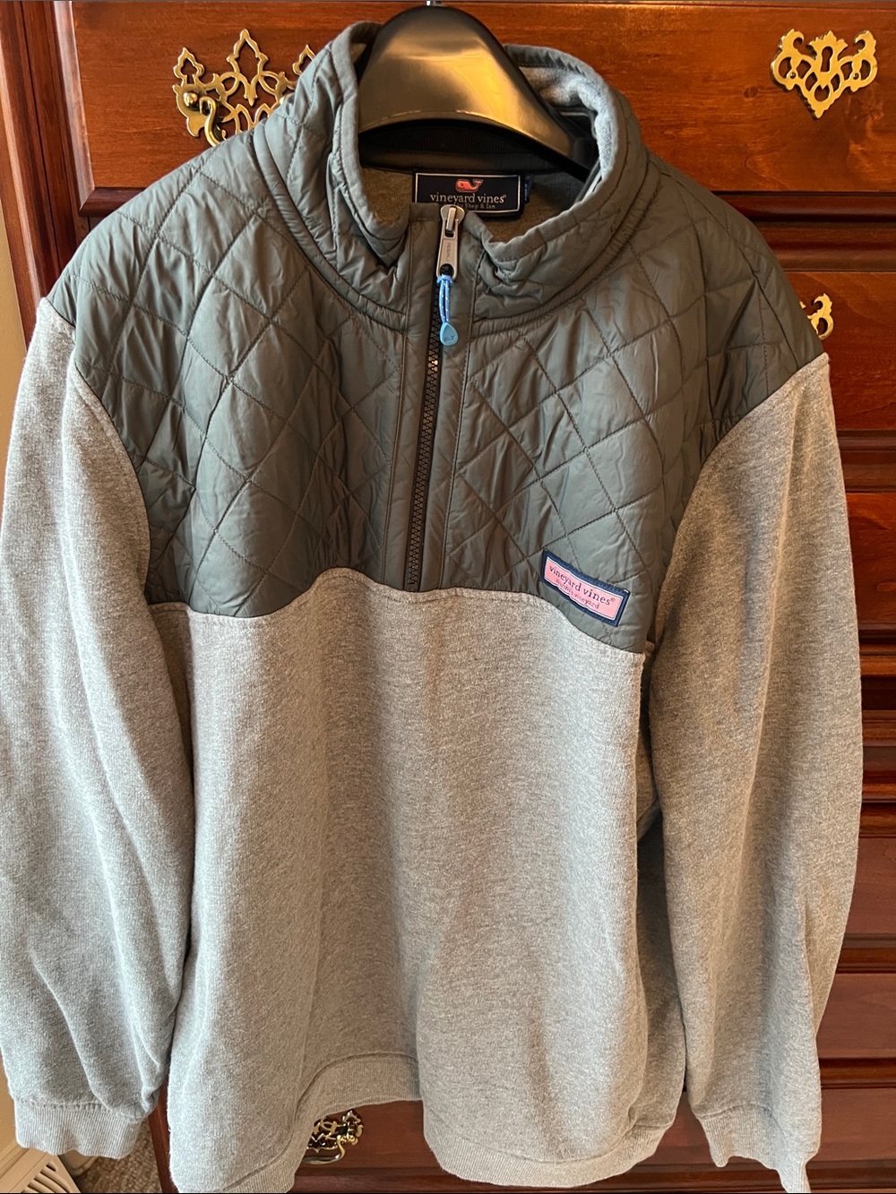 Vineyard Vines Quilted Yoke + Heather Gray Pullover Shirt Jacket